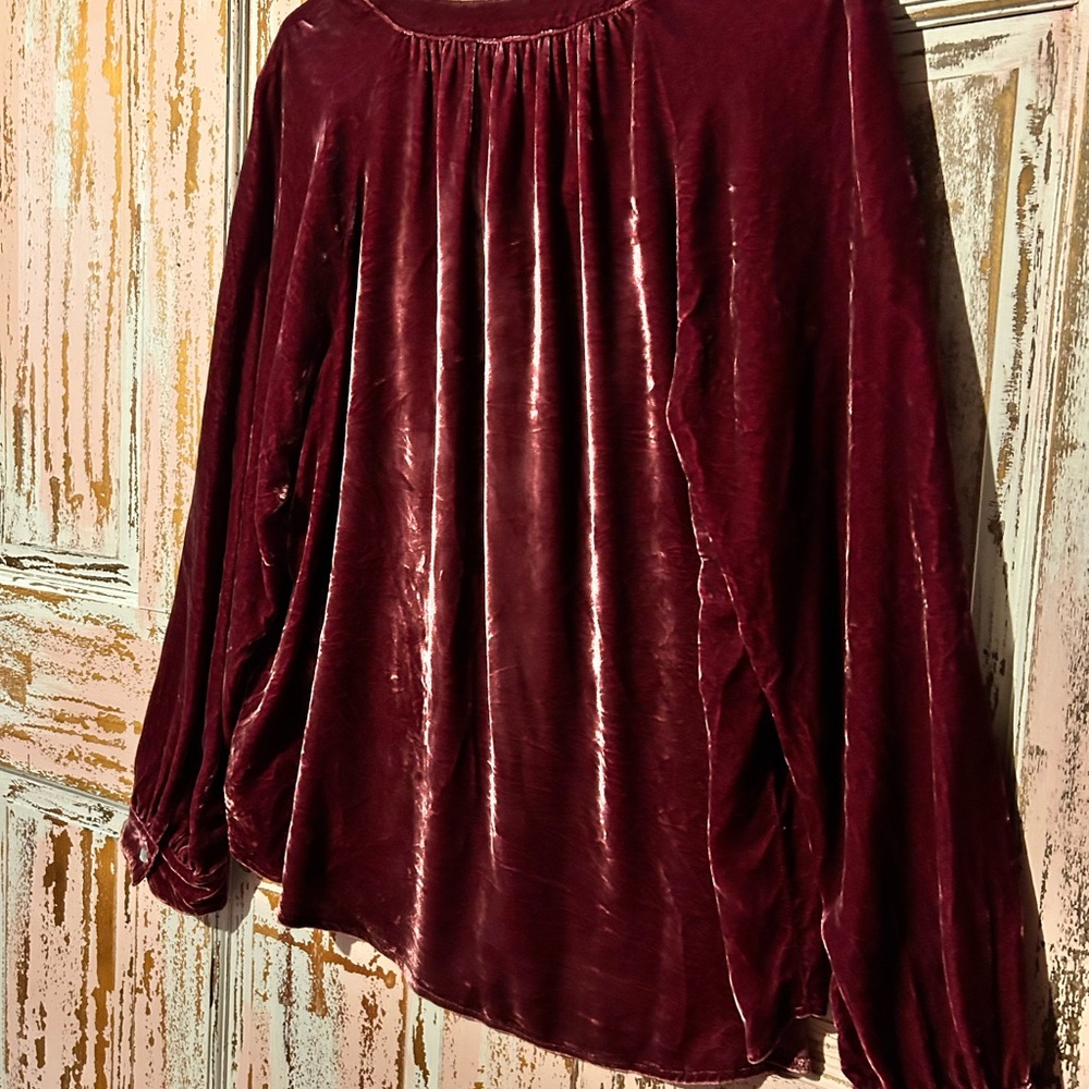 J. Jill Velvet Button-Down Shirt - Wine/Burgundy - Picture 8 of 8